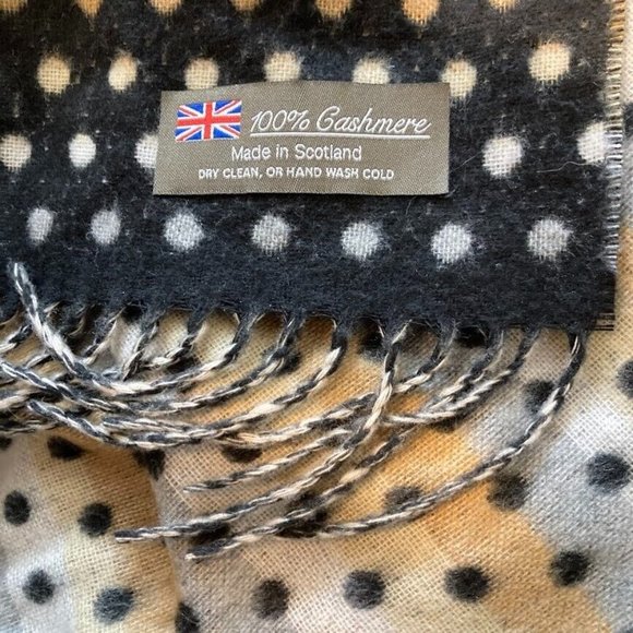 Polka Dot Black and Cream Scarf - Picture 7 of 7